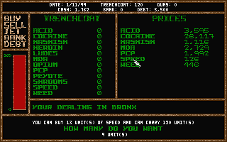 Dopewars atari screenshot